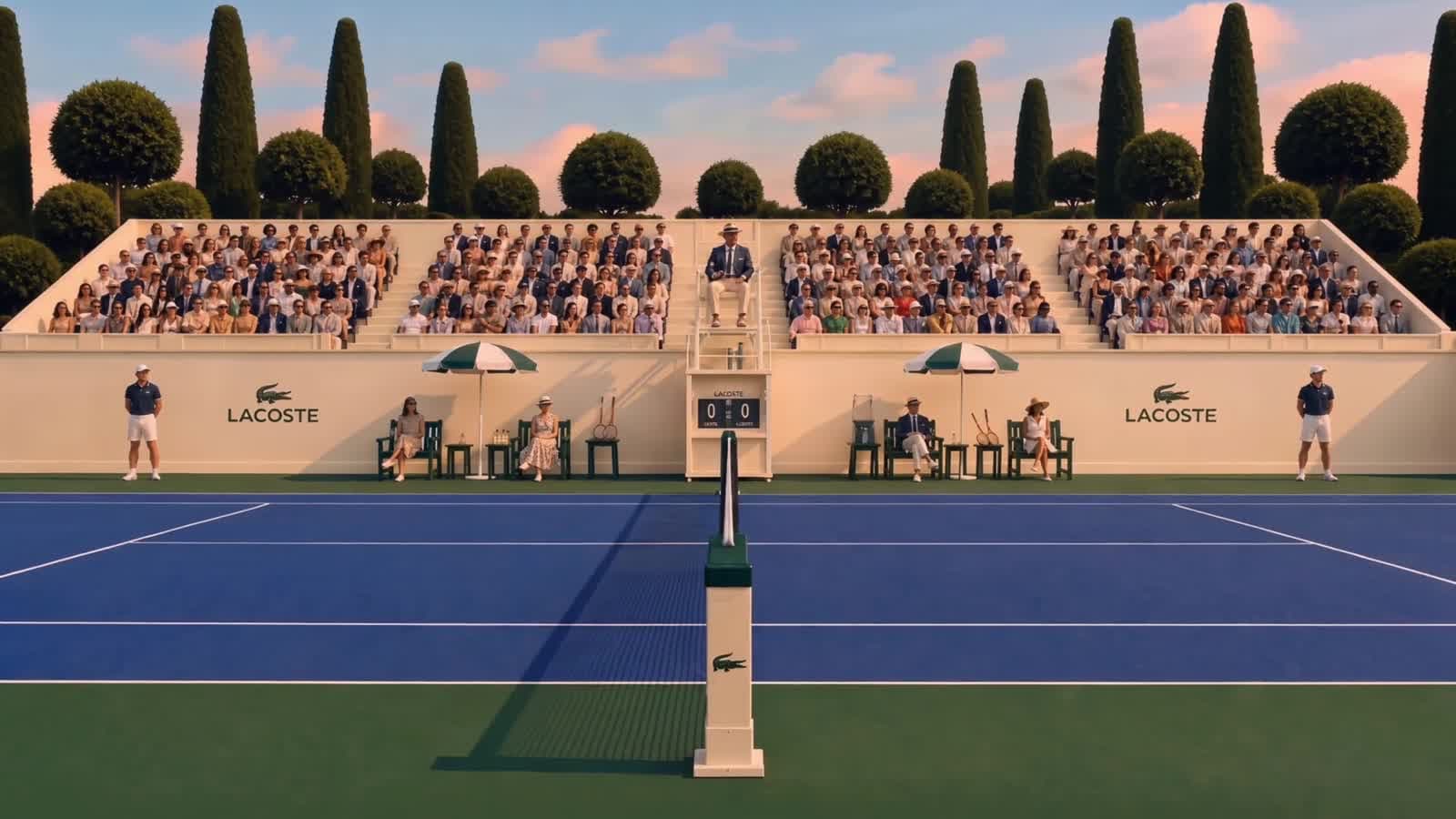 Slow-motion serve, racquet crest catching the light